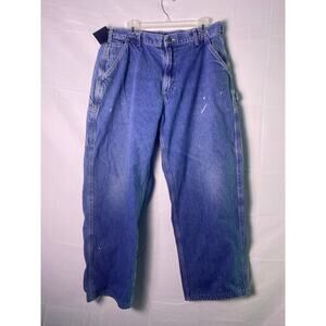 Carhartt Blue Denim Medium Wash Carpenter Jeans 5- Pockets Men's Size 38/30